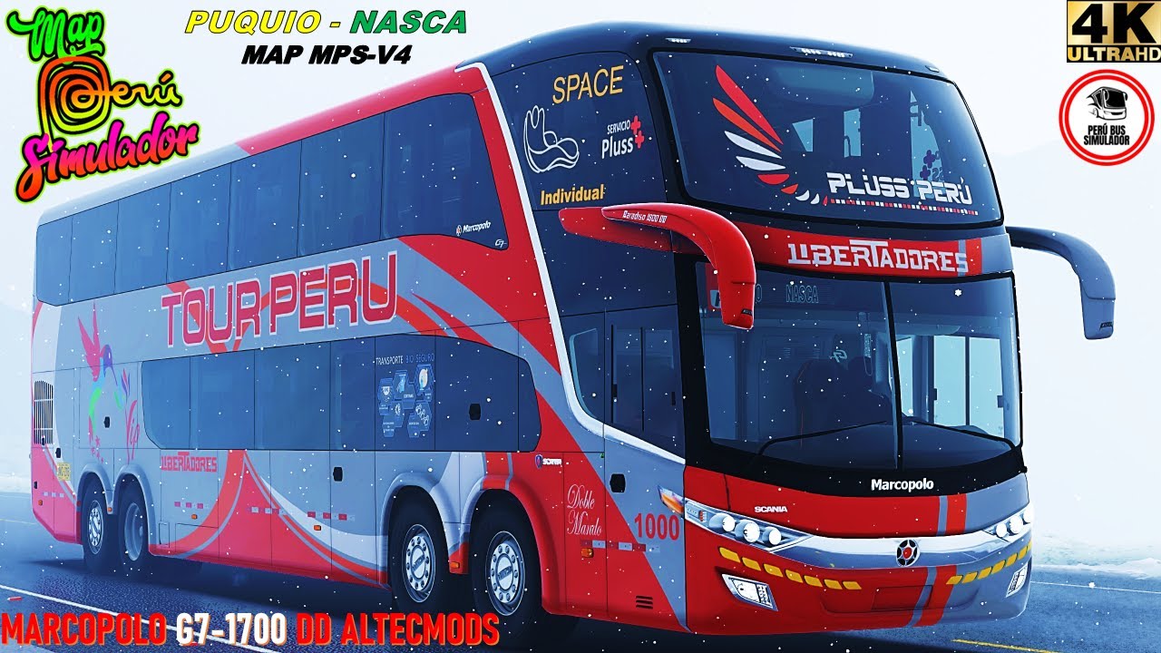 Map Perú Simulador V4 | PUQUIO-NASCA | MARCOPOLO G7-1800 DD | ALTECMOD | TOUR PERU 