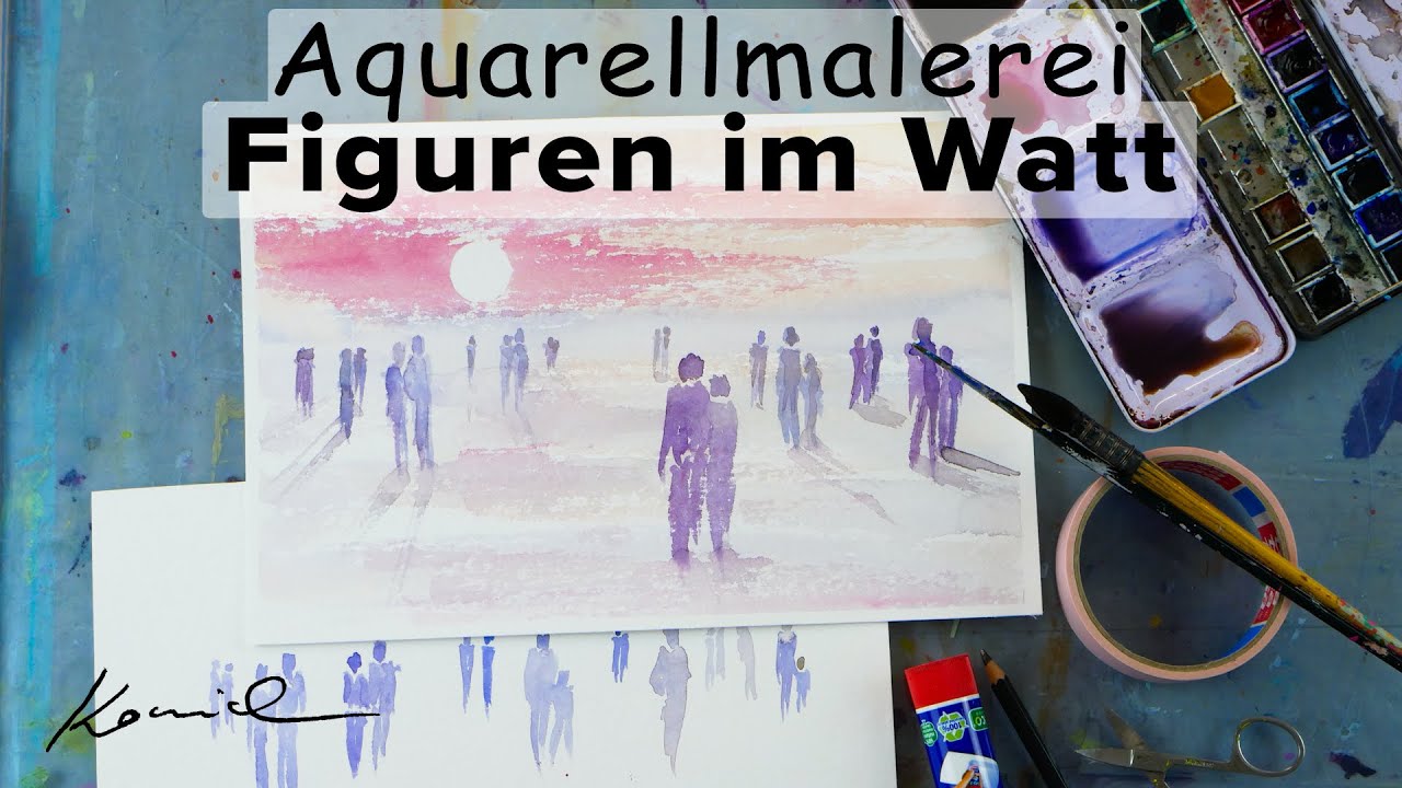 Alice-ART | Aquarell Kurs 8 für Anfänger | Figuren im Watt | Aquarell malen lernen | watercolor
