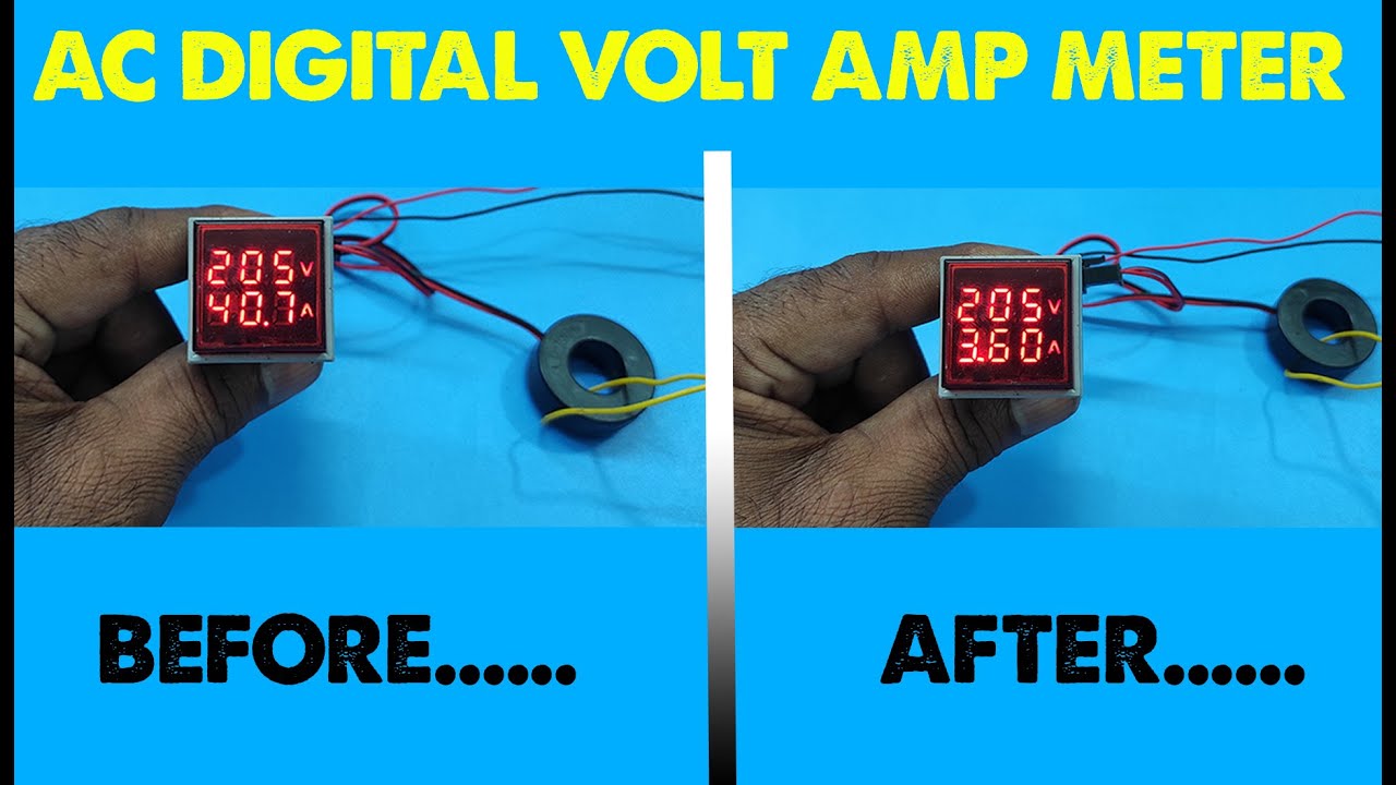Dual Display Ac Volt Amp Meter Connection || 50-500 Voltage 100 Amp || Convert 100 Amp to 10 Amp
