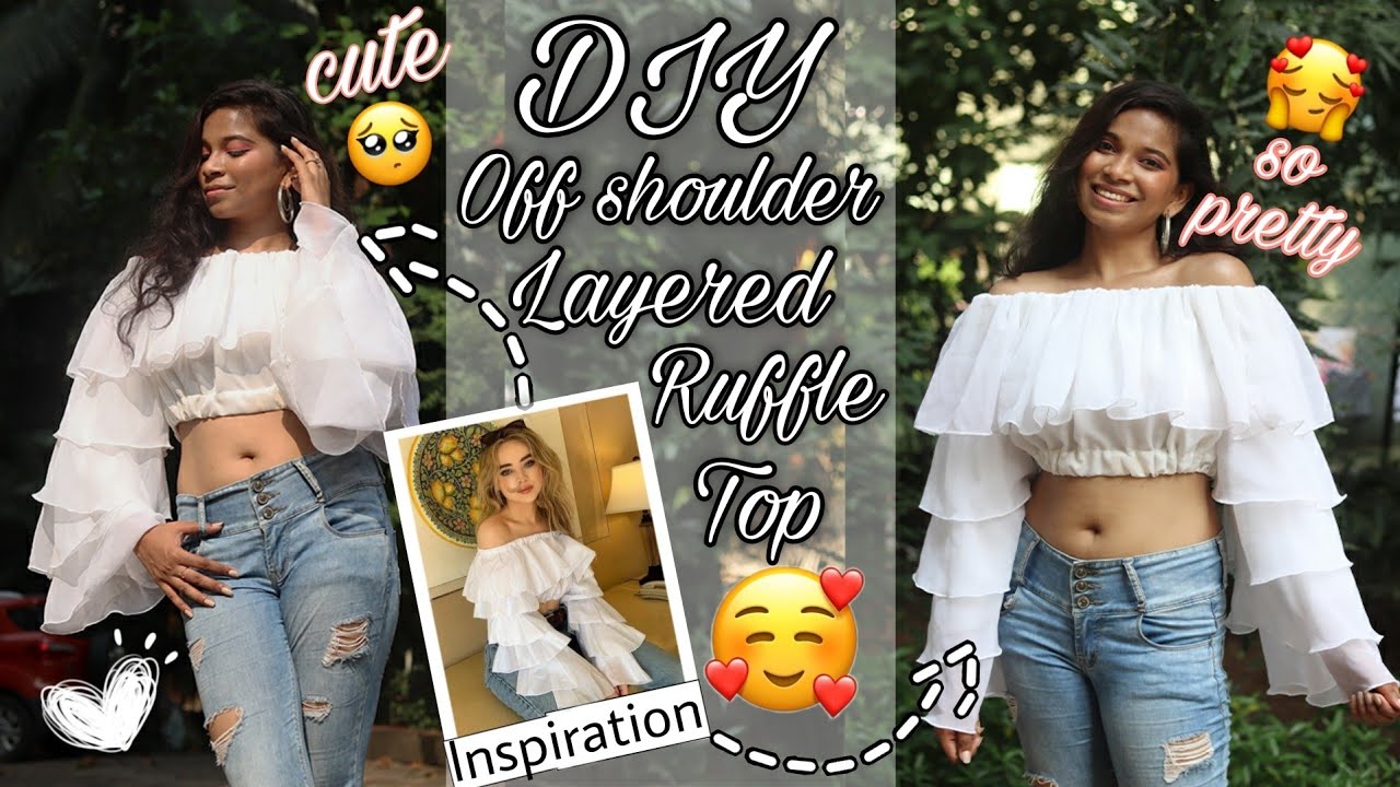 DIY Off-shoulder top with layered ruffle| step by step tutorial DREAM Episode 39|Dreampatel!