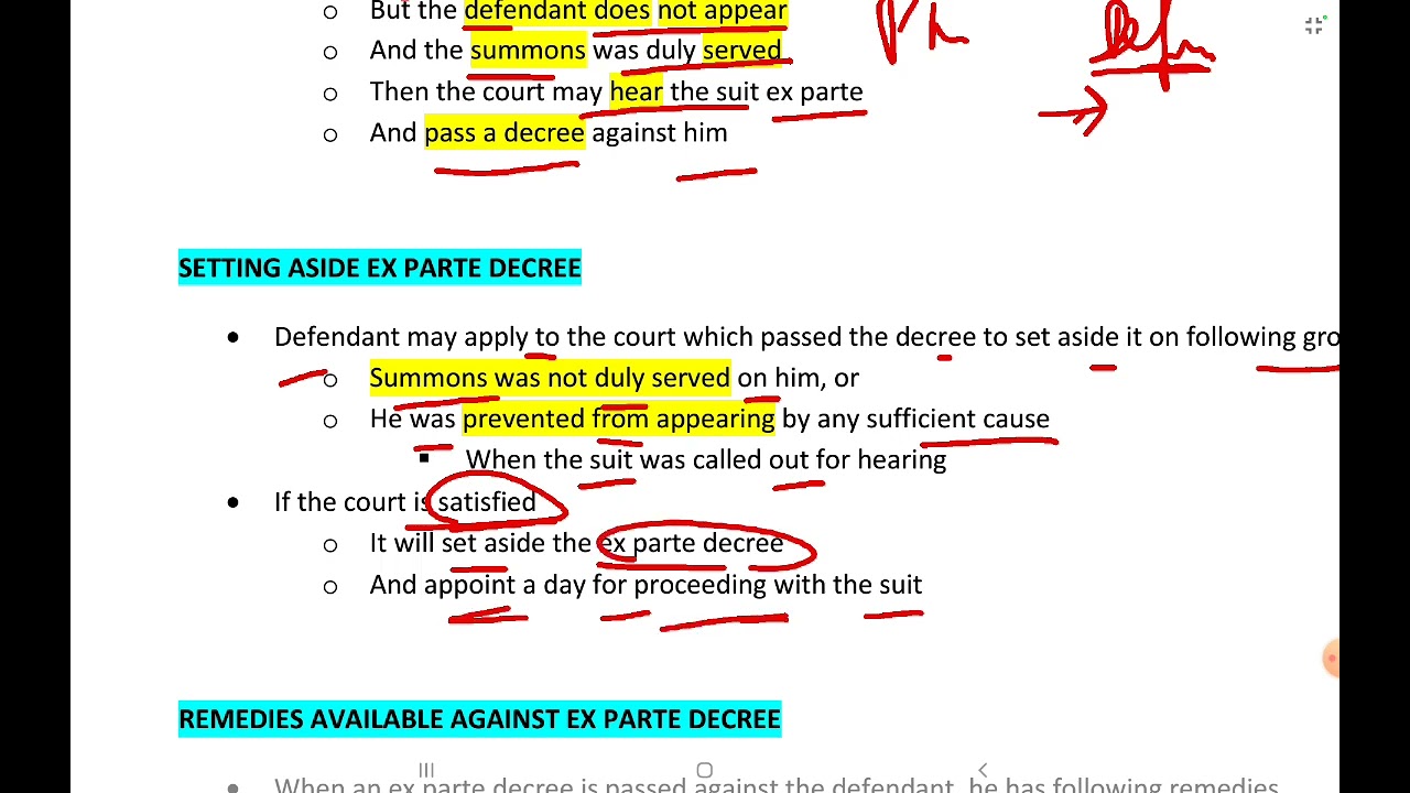 Ex-Parte Decree | Code of Civil Procedure