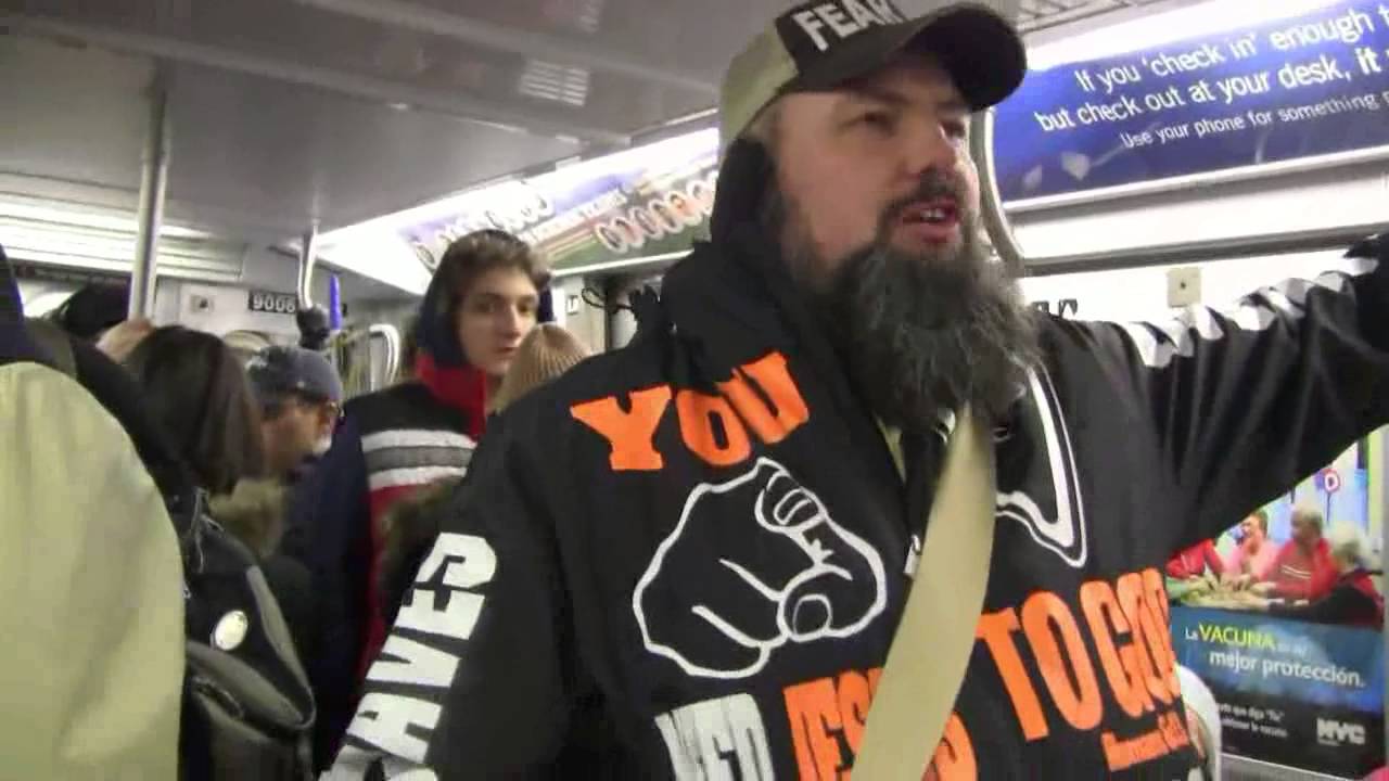 NYC Superbowl XLVIII Subway Preaching!  |  Street Preacher Kerrigan Skelly  |  PinPoint Evangelism