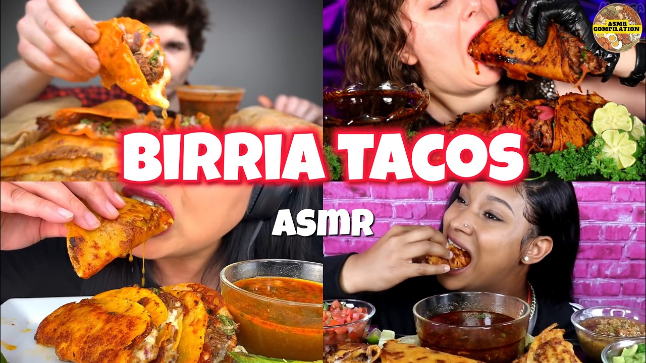 SPICY JUICY BIRRIA TACOS 🌮🔥😋 ASMR MUKBANG compilation (big bites)