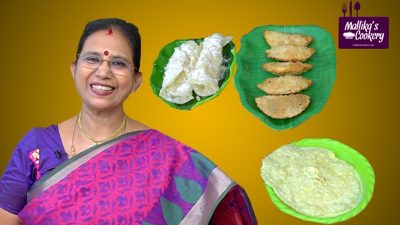 3 in 1 Sweet : SOMAS, SURUTTU POLI, PAL POLI | Mallika Badrinath Recipes | Diwali Special