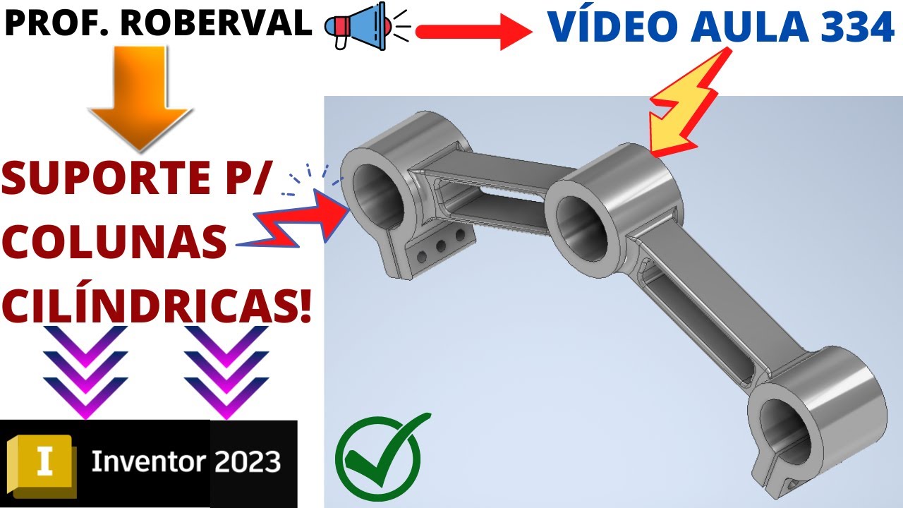 Aula 334 - Modelamento do Suporte para Colunas Cilíndricas no Inventor 2023