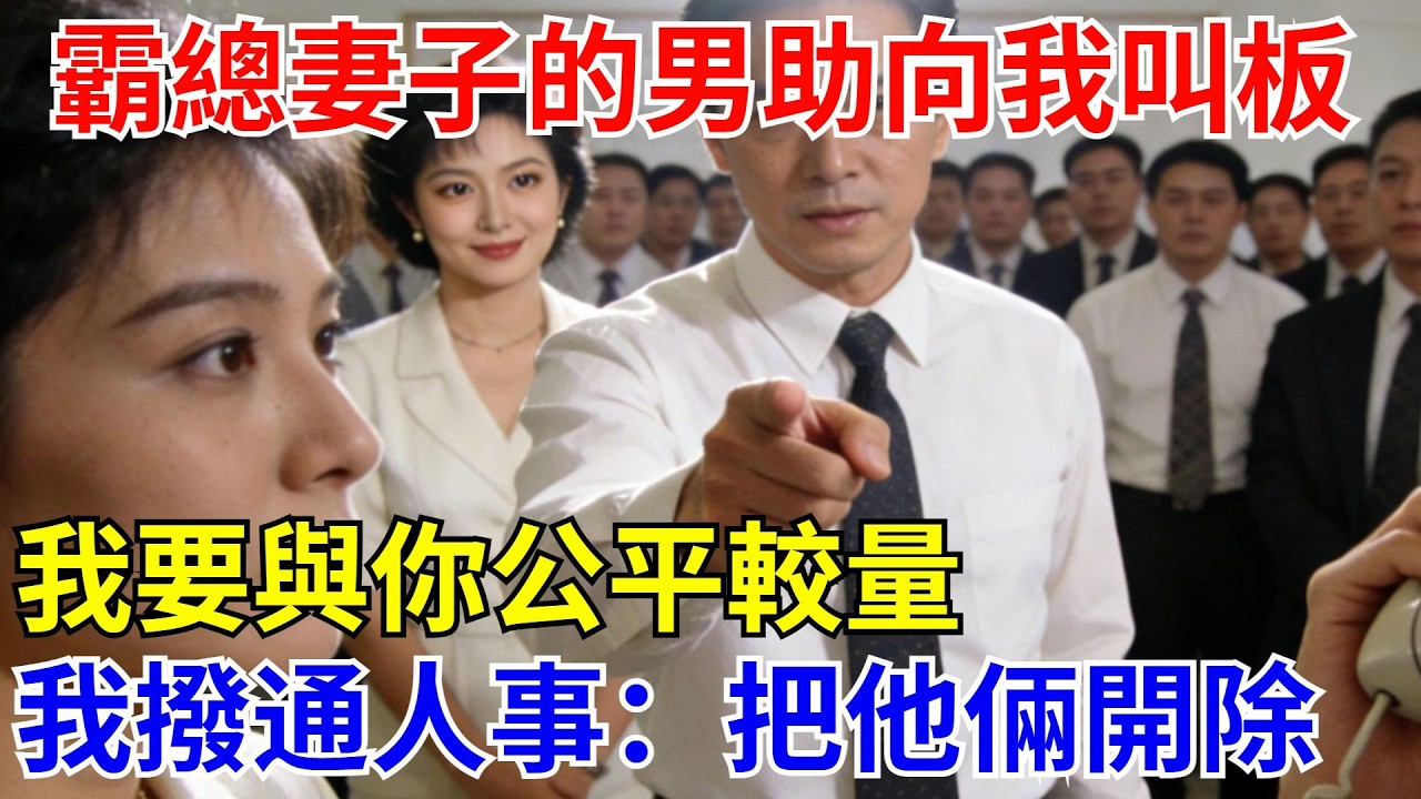 慶功宴上，霸總妻子的男助理當著全體員工向我叫板：“我要與妳公平較量”妻子眼中閃過讚許，我撥通人事電話：即刻開除公司總裁與她男助理【酒館情事會】#男頻小說#都市#故事#小說#爽文