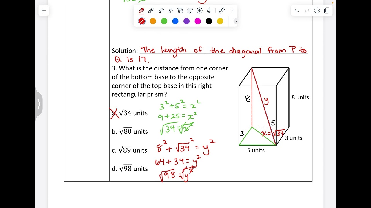 8th Grade 7.2.2 Finding the Unknown Length in a 3D Figure