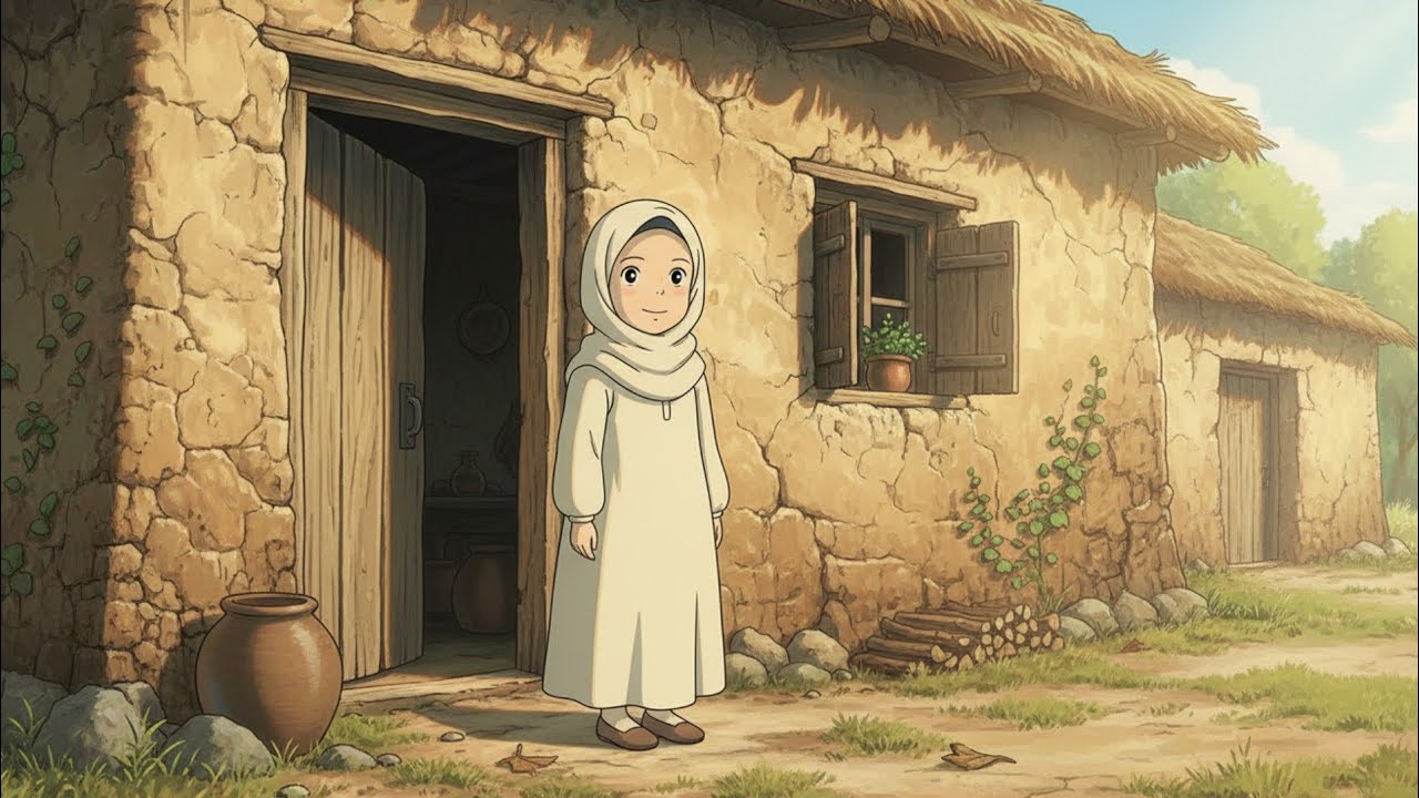 A day off little girl in village.