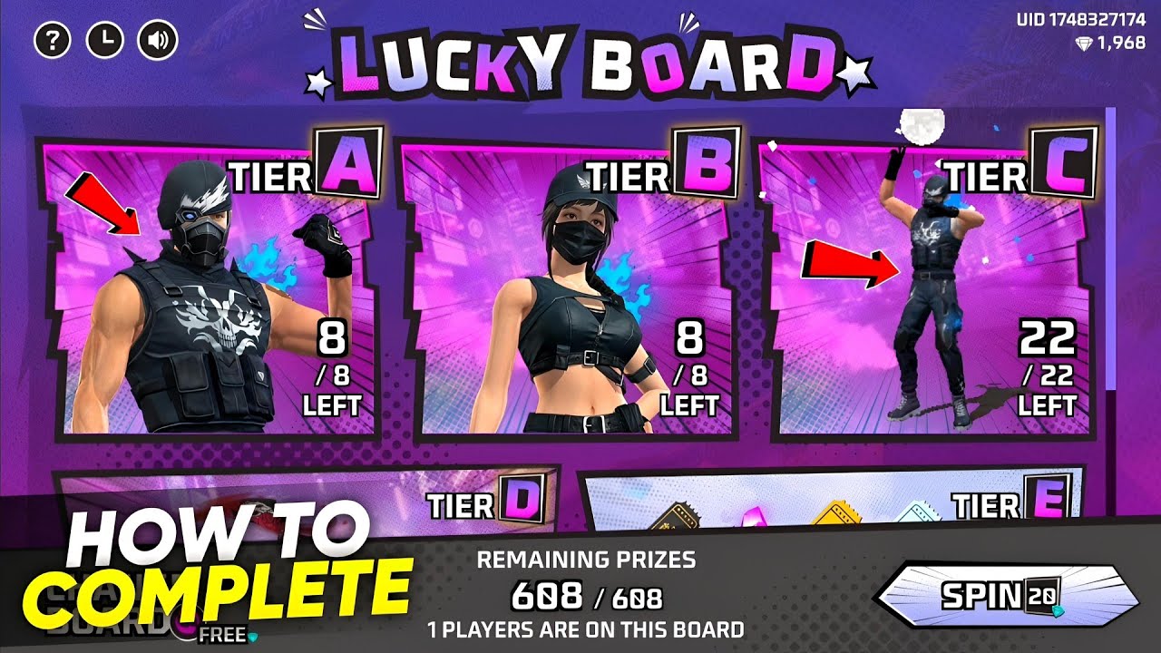 Lucky Board Event Free Fire l Free Fire New Event l Ff New Event l Lucky Board Event Spin Trick