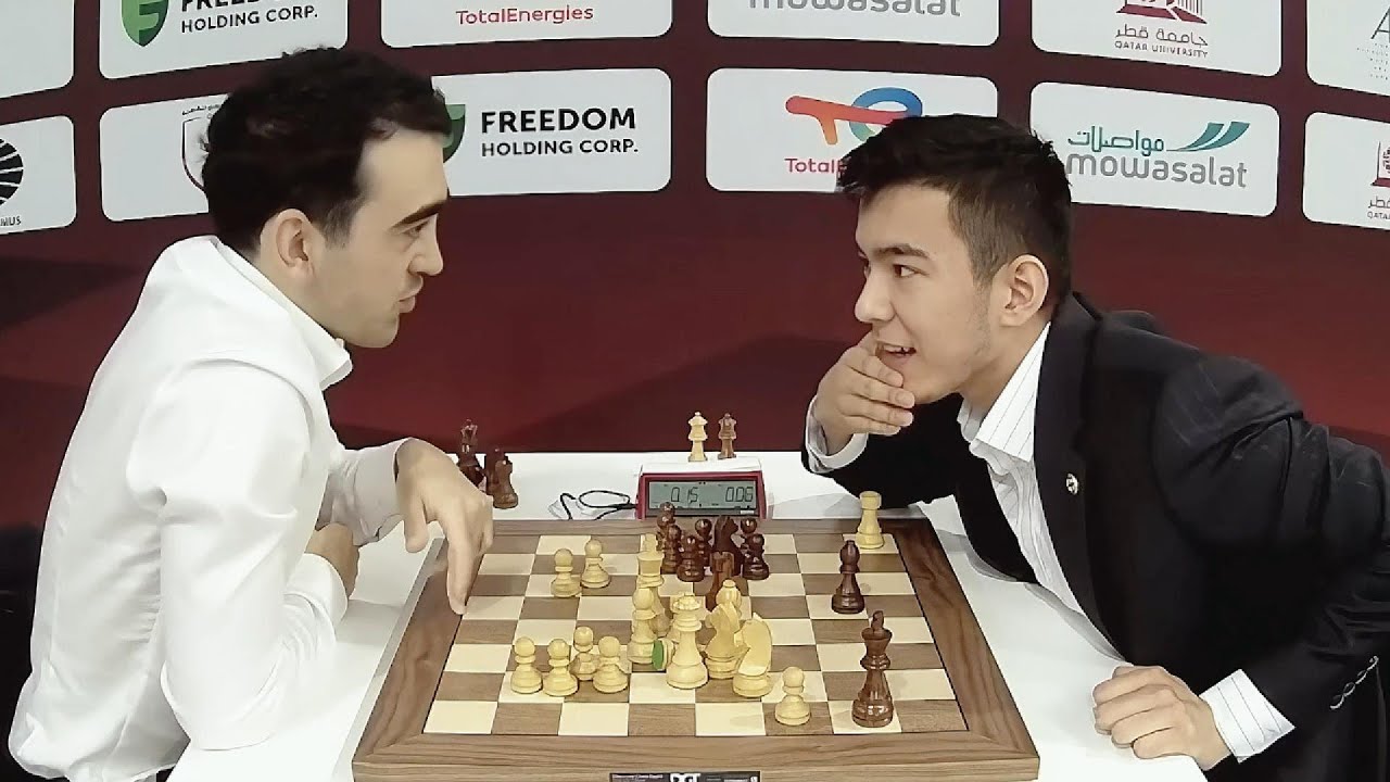 Haik Martirosyan vs. Nodirbek Abdusattorov / FIDE World Blitz  2025 / 102 -moves,  Trompowsky Attack