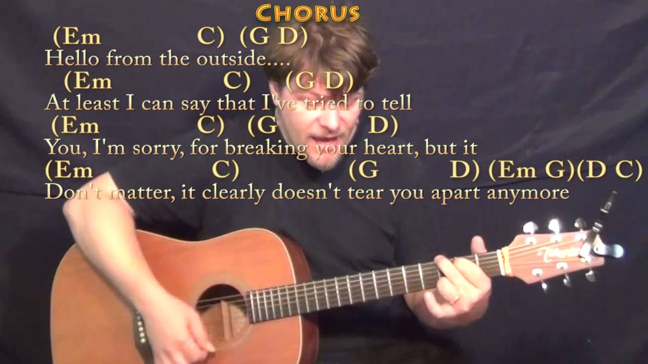 Hello (Adele) Strum Guitar Cover Lesson in G with Chords/Lyrics