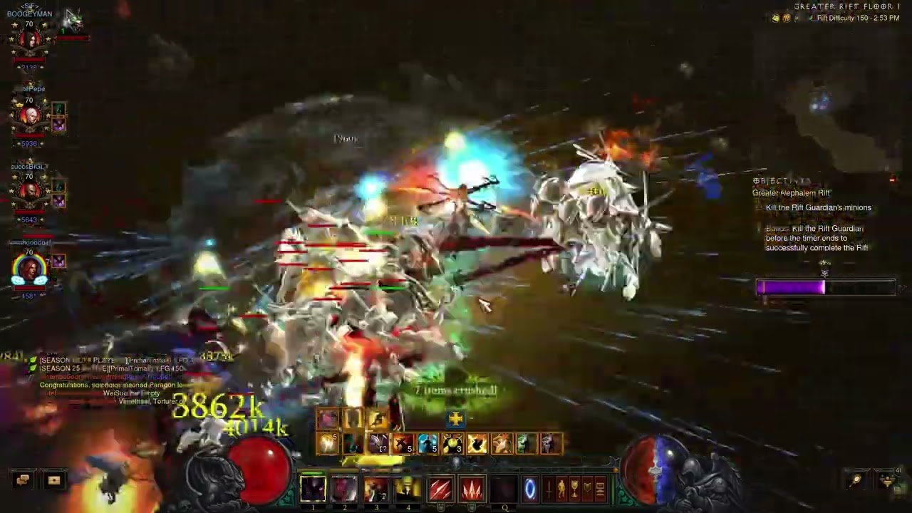 Diablo 3 season 34 Rank 1 NA 4s, rank 3 world, 1 min 27 something