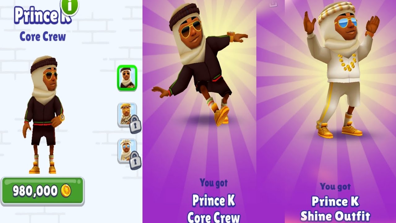 Subway Surfers Special Character Unlock Prince K Core Crew Outfit Skin 
