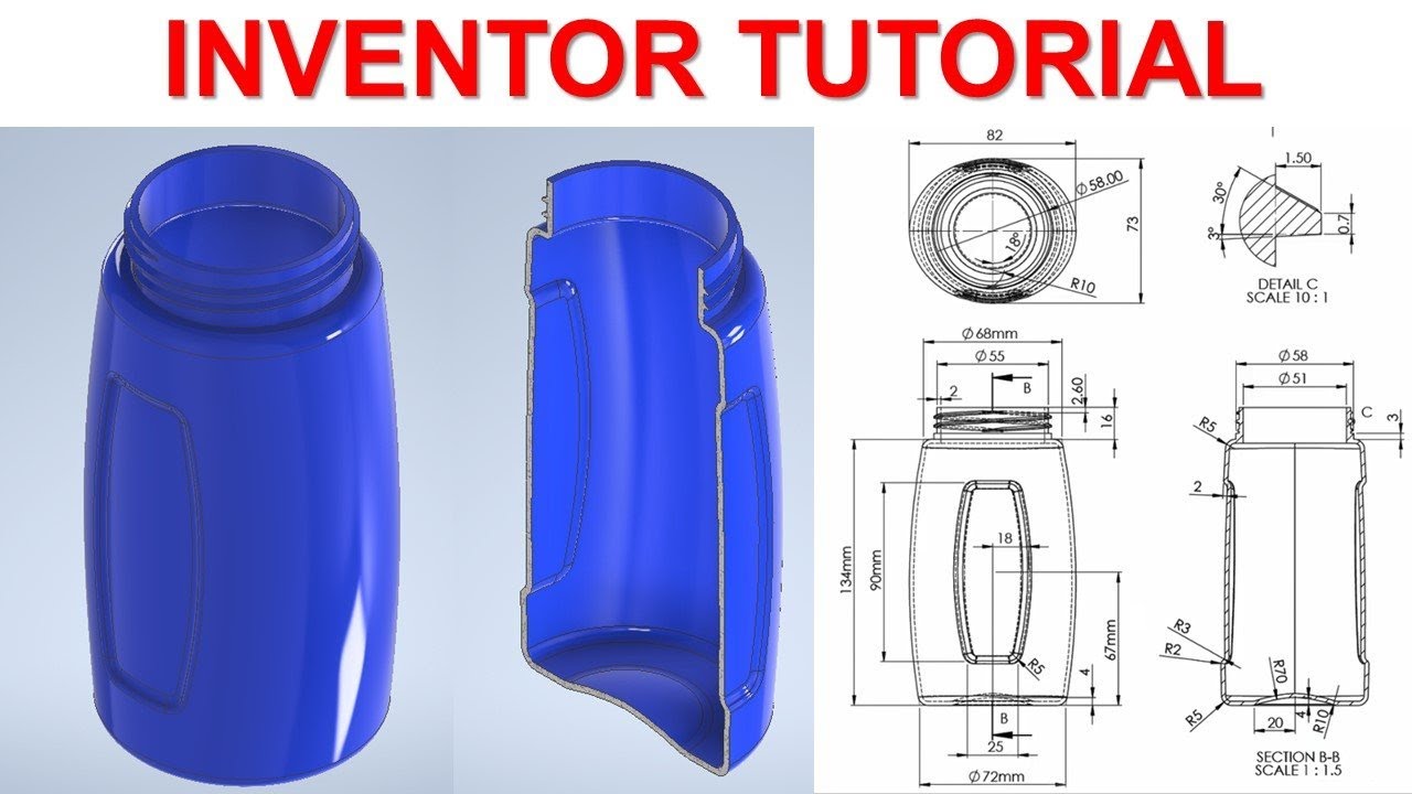 Inventor 2022 Tutorial #233 | How to Surface Design Bottle