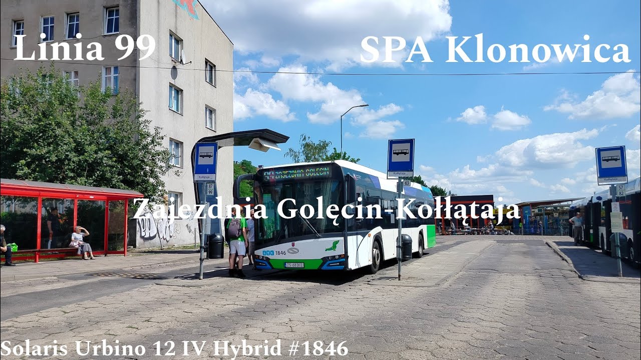 Szczecin Linia 99 Zajezdnia Golęcin-Kołłątaja Solaris Urbino 12 IV Hybrid #1846