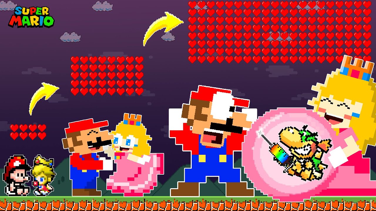 Super Mario Bros. When Mario and Peach Have 1,000,000 Hearts From Birth to Immortal