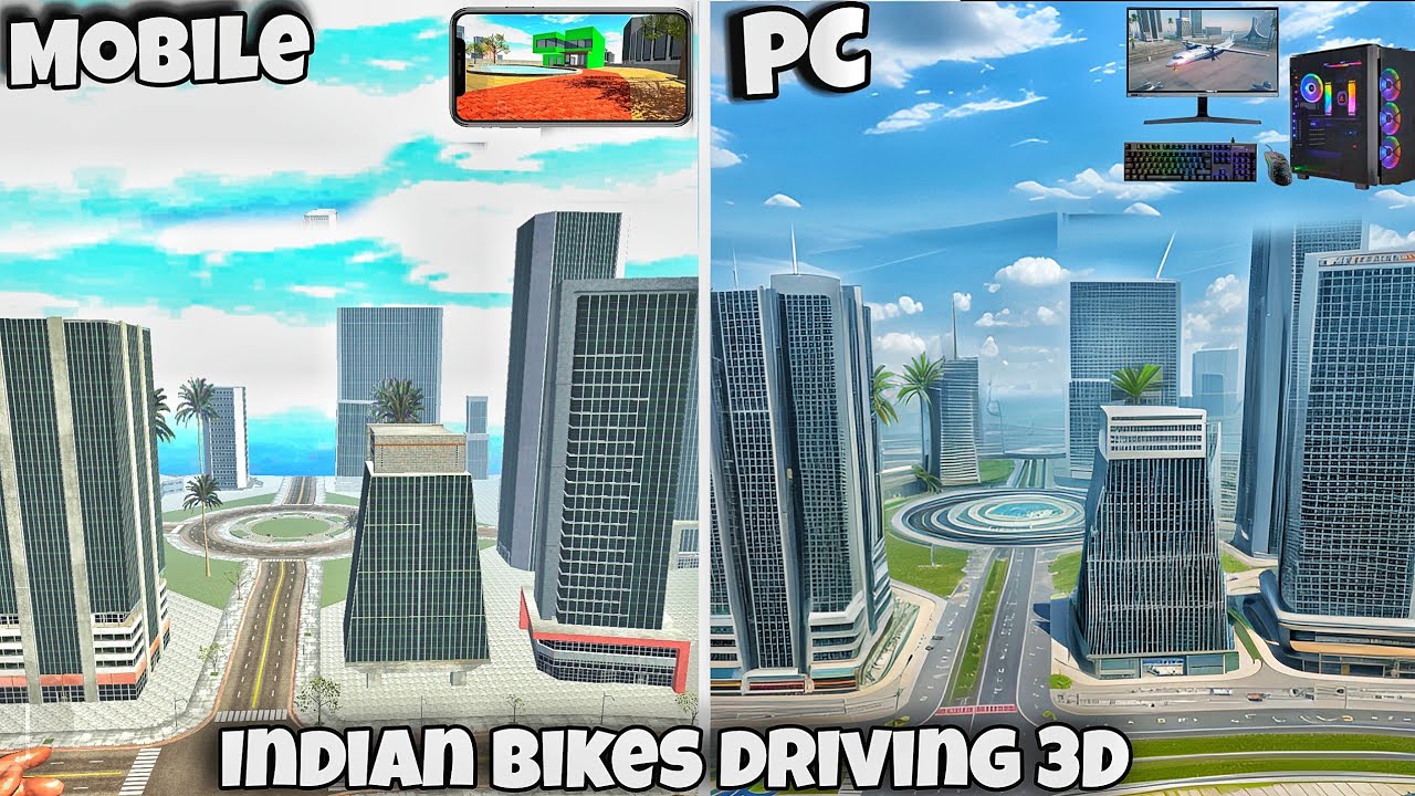MOBILE GAMEPLAY VS PC GAMEPLAY FOR INDIAN BIKES DRIVING 3D 😱