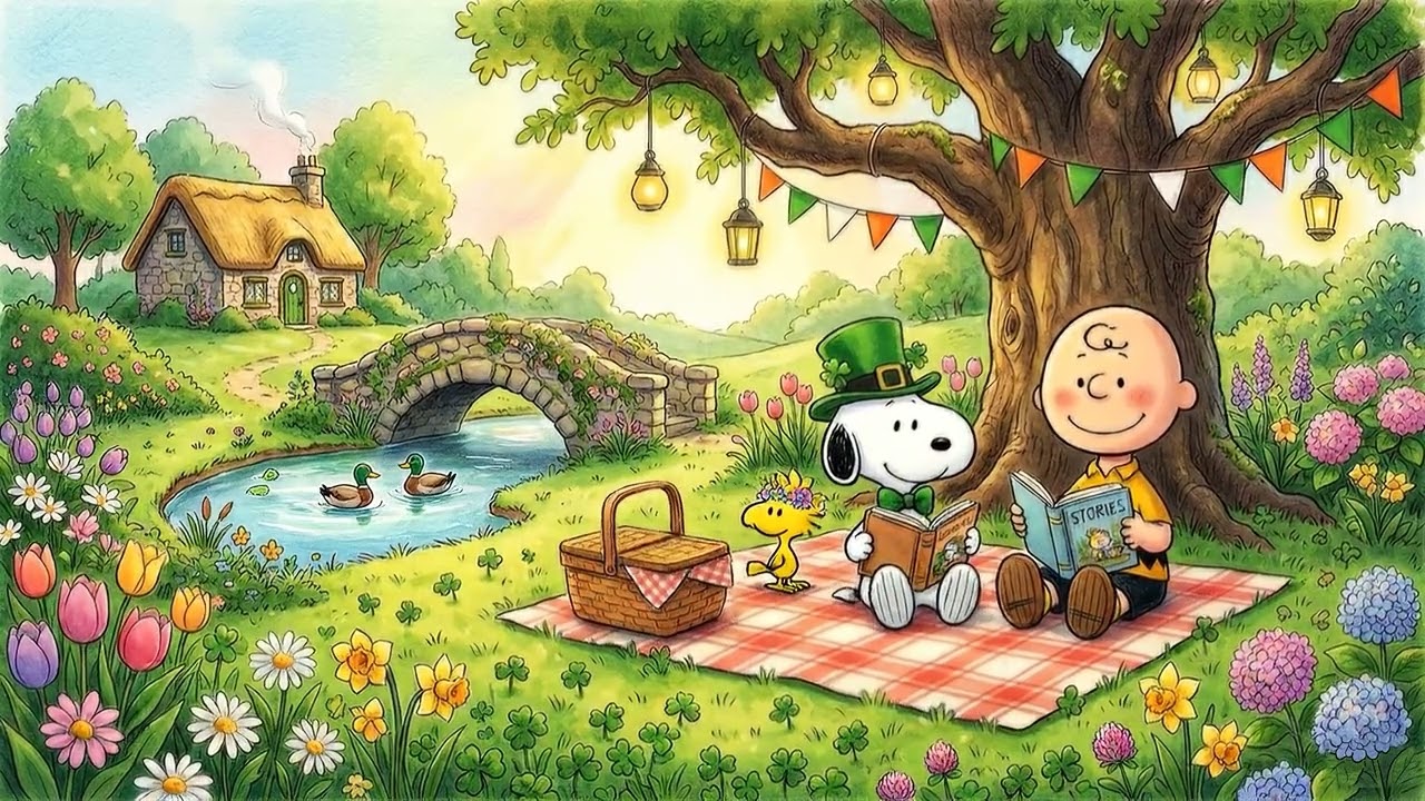 St. Patrick’s Day Garden Picnic 🍀 Smooth Spring Jazz with Snoopy for Relaxing, Study & Happy Vibes