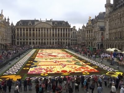 Raw: Flower Carpet Laid in Brussel&rsquo;s Grand Place