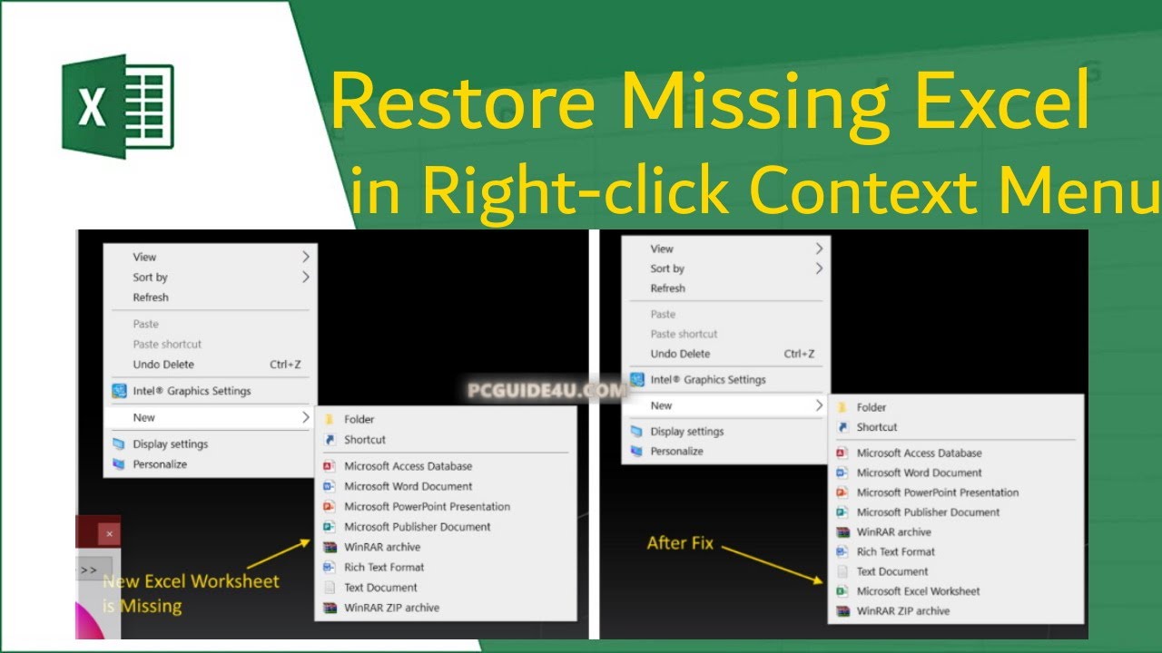 Параметр Microsoft Excel отсутствует в контекстном меню правой кнопки мыши [Registry Fix 2023] @p...