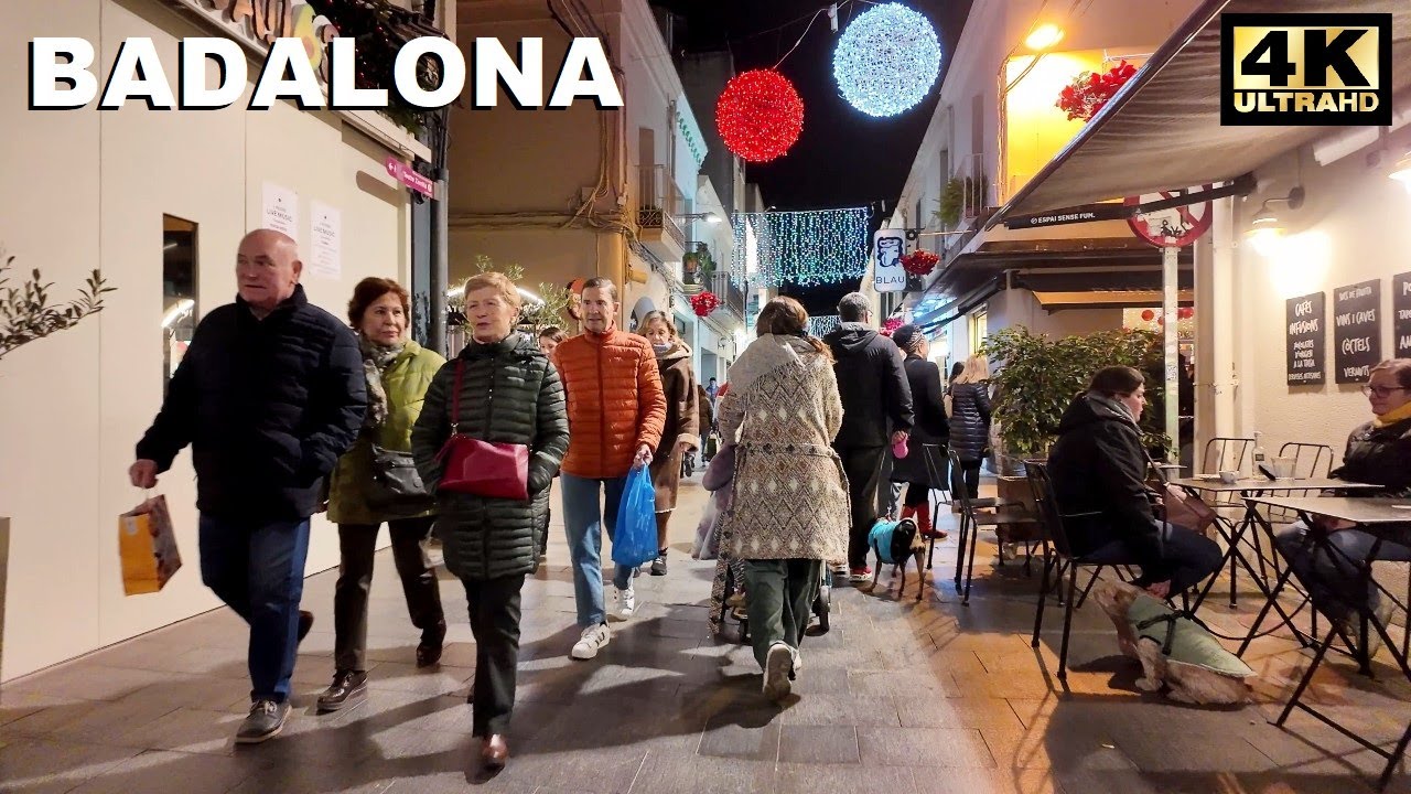 Badalona en Navidad | Recorrido a Pie por la Calle del Mar 2025 Barcelona, ​​España [4K, 60ftps]