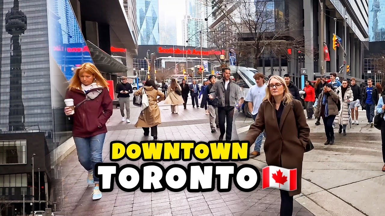 Downtown Toronto 🇨🇦 Walk Tour Entertainment District Canada 🇨🇦 4K | CN Tower to Scotiabank Arena