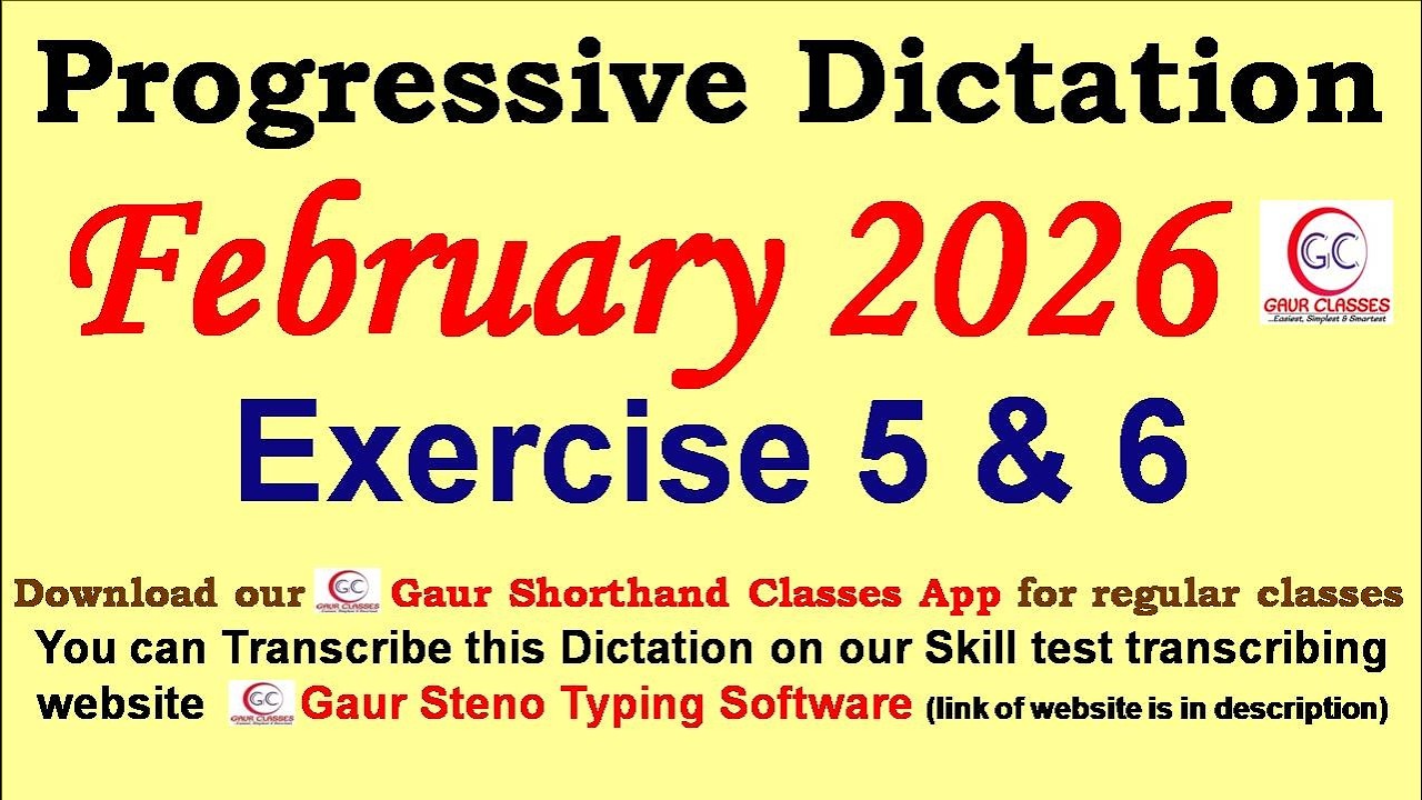 Progressive February 2026 Dictation 80 WPM 100 WPM || Gaur Shorthand Classes | SSC English Shorthand