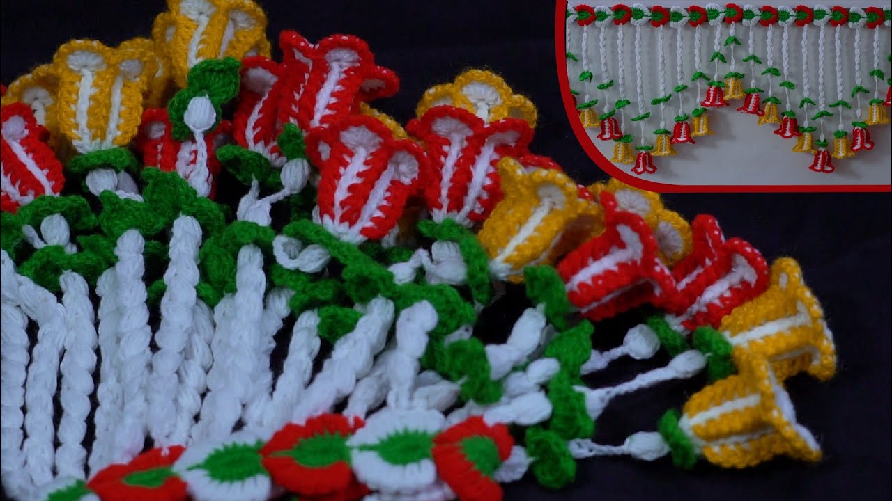 🌺फूलों वाला🌺 बेहतरीन तोरन #New flowers decorative door hanging #Knitting #crochettoran