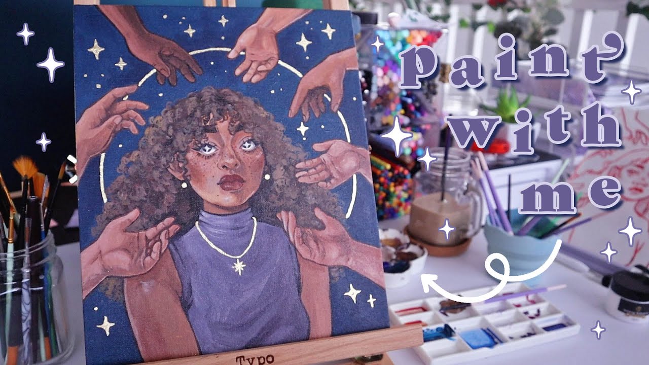 Full Acrylic Painting Process Start to Finish ✨ & trying out gold leaf!