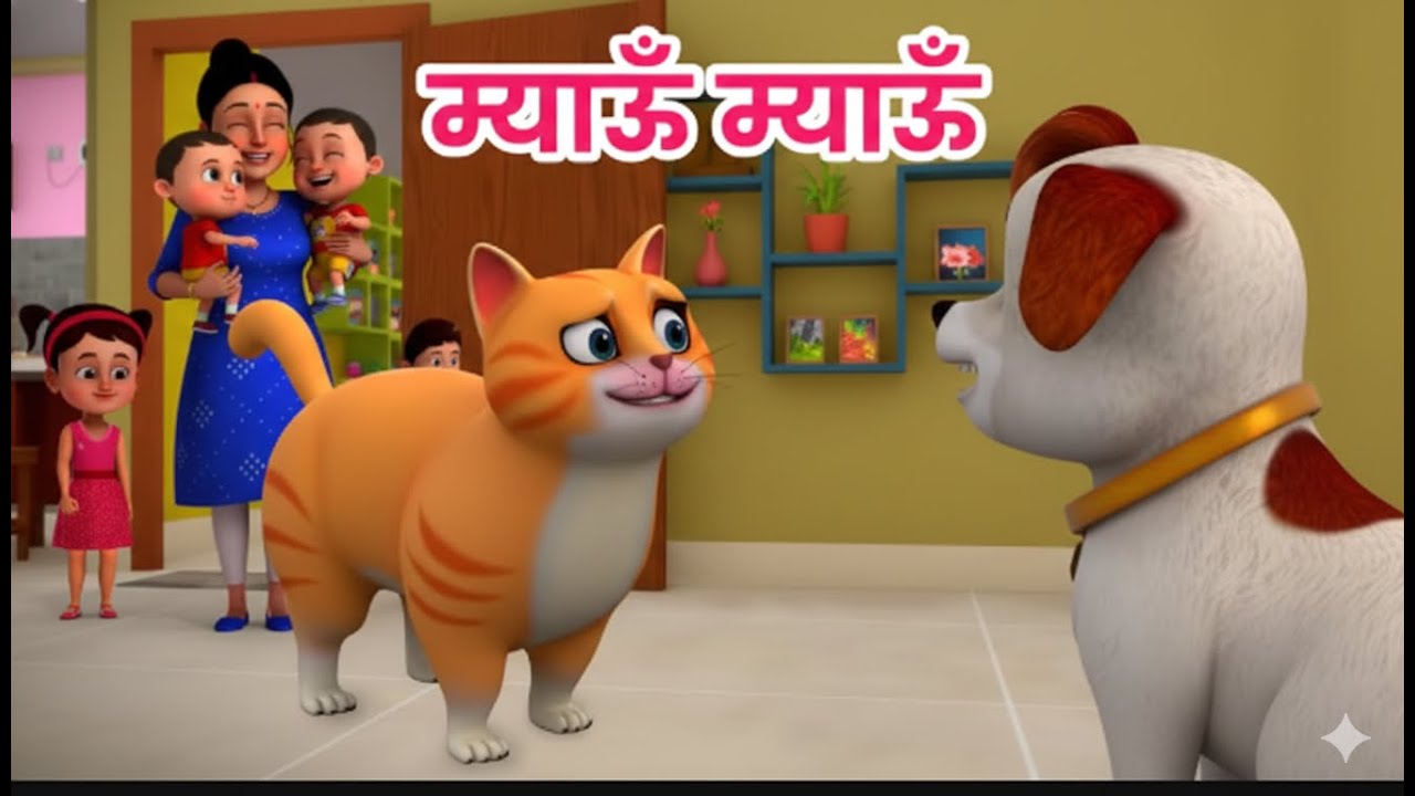Billi Karti Meow Meow | The Cat Says Meow! |  Popular Hindi Animal Songs for Kids | Pokotunes tv