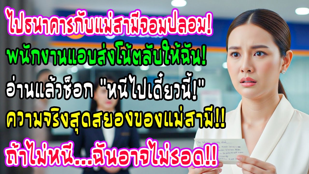 พาแม่ผัวไปโอนเงิน พนักงานแอบยื่นโน้ตให้ตอนแม่ไปห้องน้ำ อ่านข้อความแล้วขาสั่น รีบหนีตายทันที!