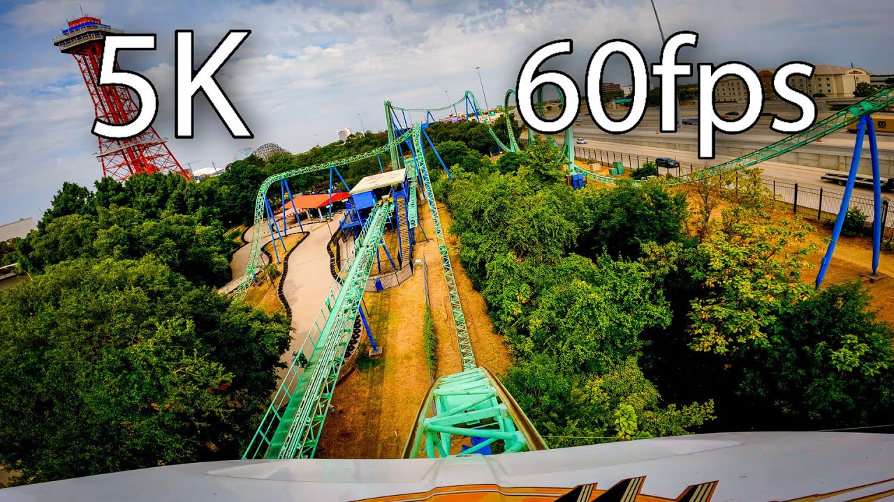 Shock Wave front seat on-ride 5K POV @60fps Six Flags Over Texas