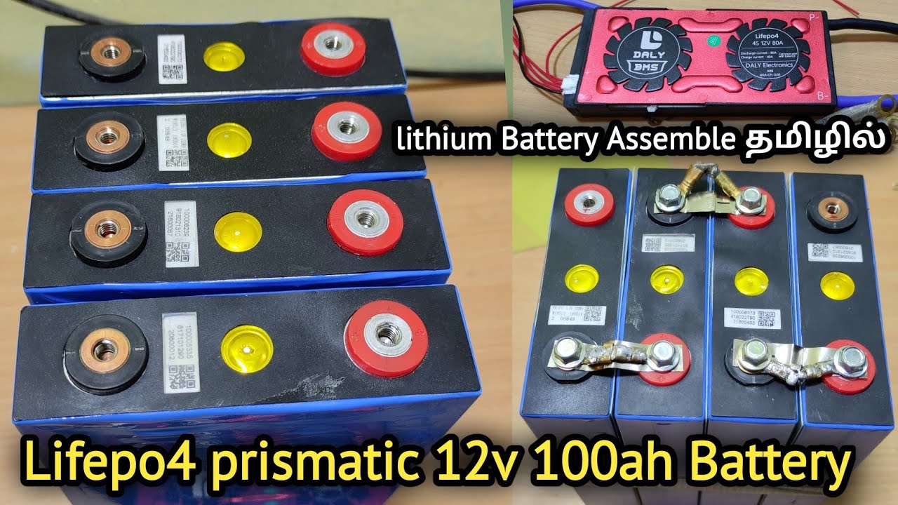 Lithium Phosphate prismatic Battery 12.8v 100ah assemble in tamil | lifepo4 prismatic cell assembly