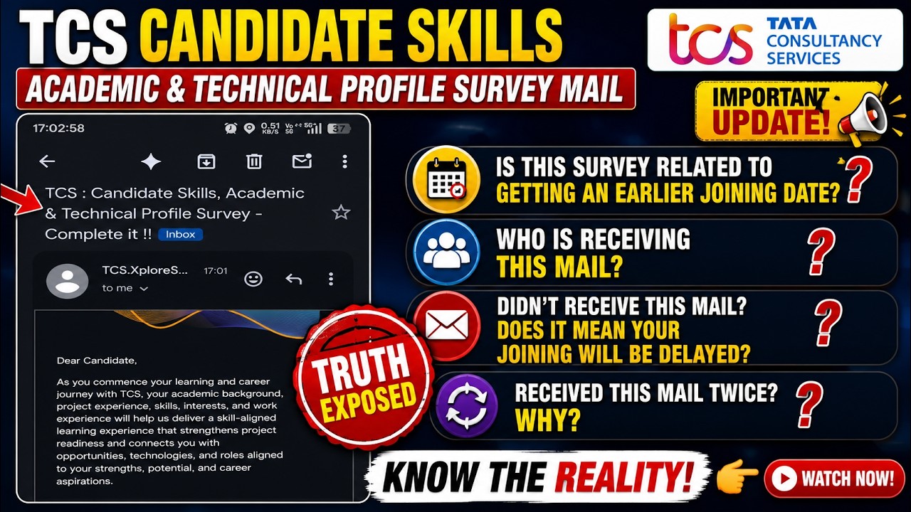 TCS Profile Skills Survey Mail 2026 | Earlier Joining or Not? Who Gets It, Again Sending Survey Mail
