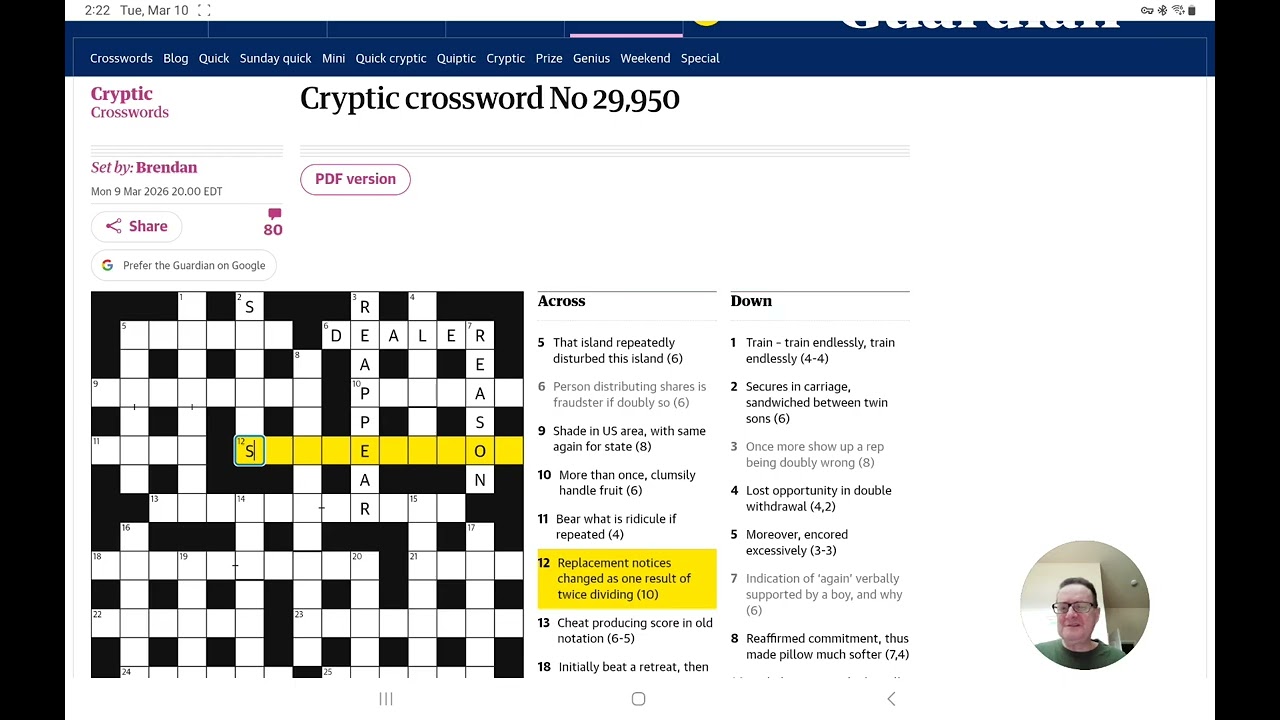 Guardian Cryptic Crossword (Tuesday, 10 March 2026)