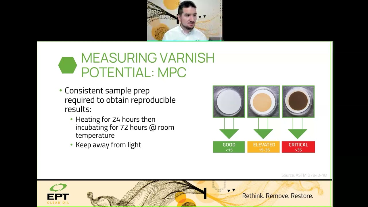 lubricating Oil Varnish Detection and Remediation – Matthew G  Hobbs, PhD, , EPT 2021 11 09 07 03 18