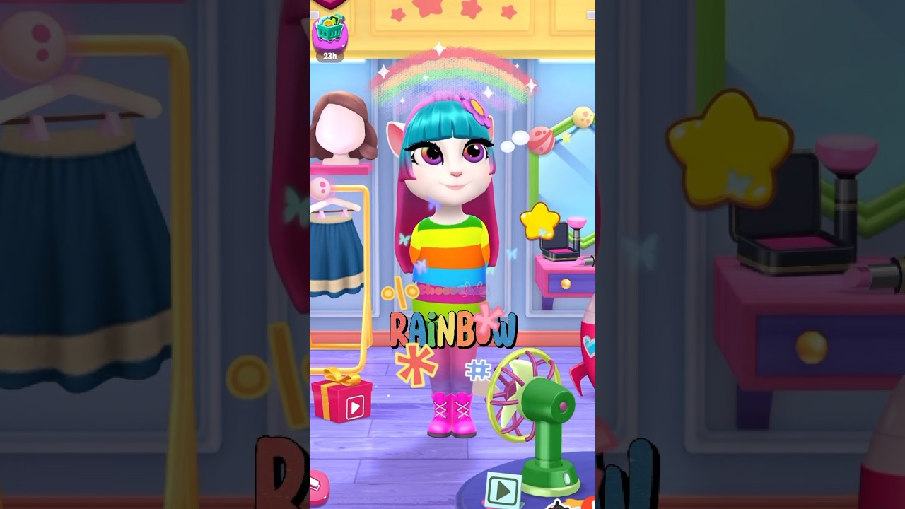 RAINBOW Outfit Transition Makeover My Talking Angela 2 