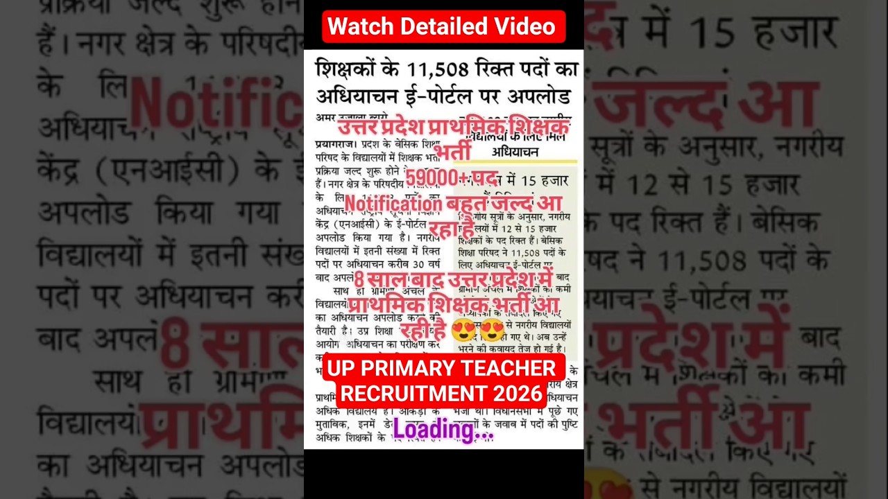 UP Primary Teacher Recruitment Out 🔥