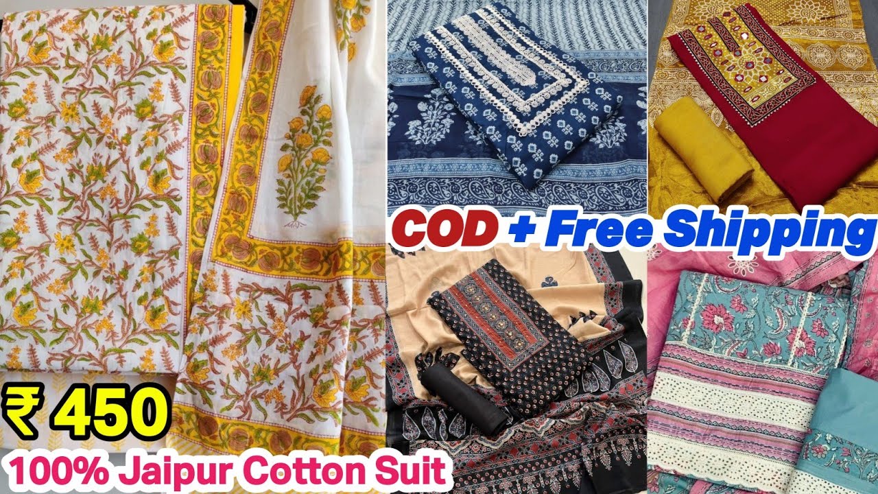 Top Selling Jaipur Cotton Suit & Dupatta Set ❤️ Free Shipping 💥 COD 💥 Namazi Print 😍 Exchange A