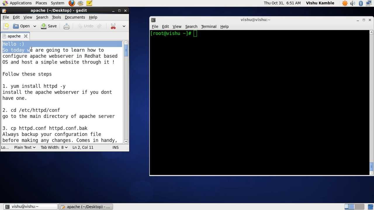 Installing and configuring Apache webserver in CentOS (RedHat based OS)