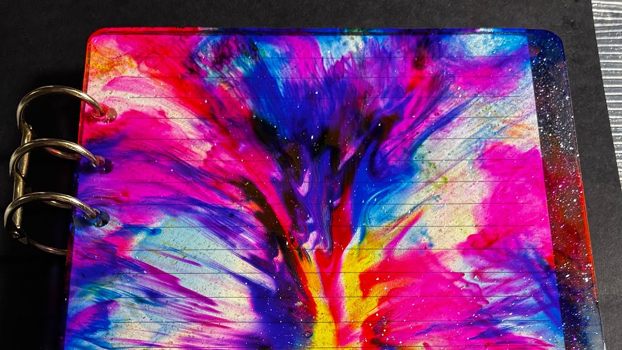 #17 Reverse Alcohol ink Drop Resin Notebook 