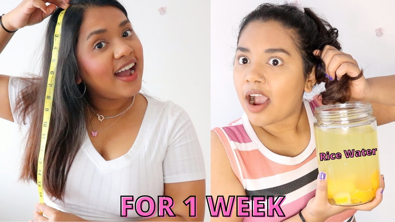 7 days of Rice Water for long hair growth | before and after