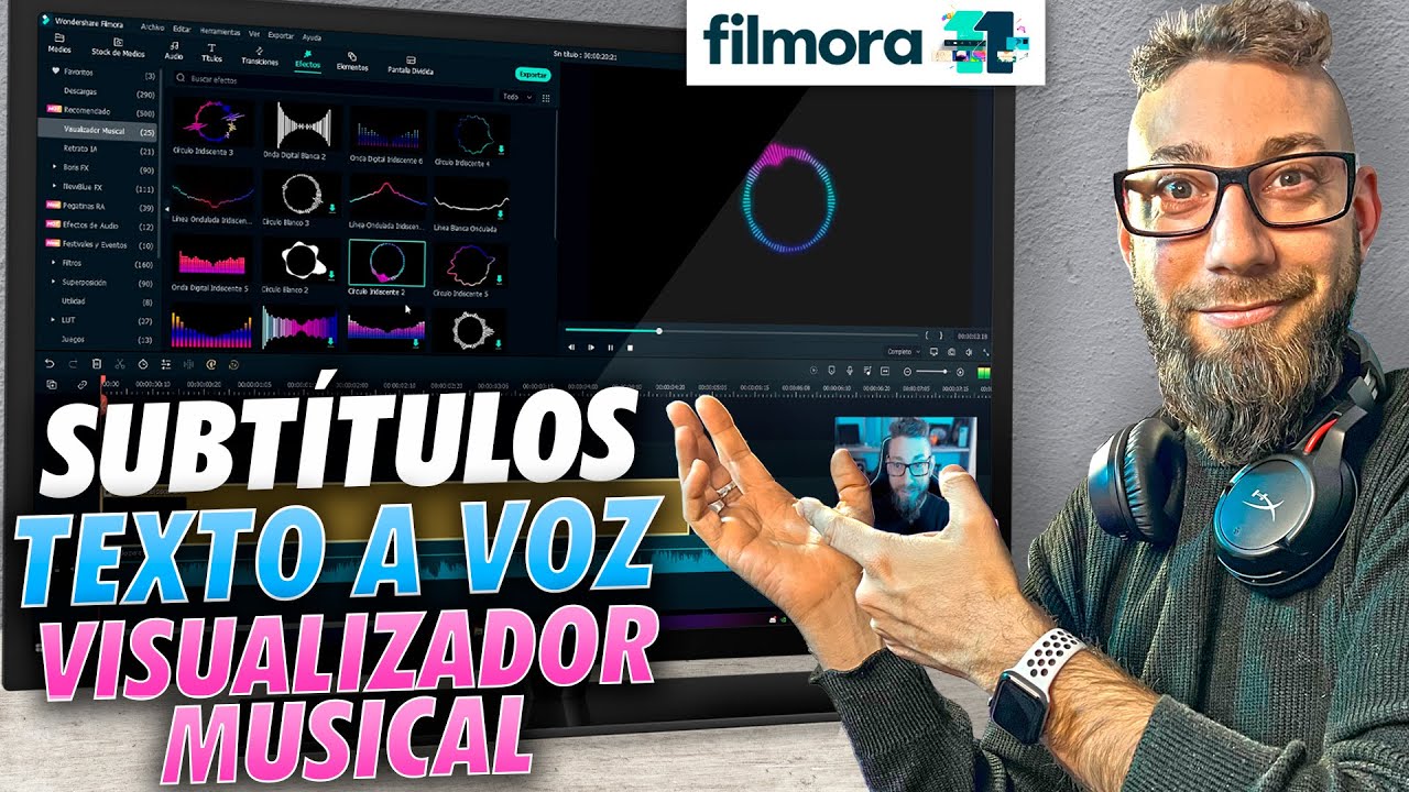 Filmora 11 tiene de TODO (Converti TEXTO a VOZ, Subtítulos, Visualizador MUSICAL)