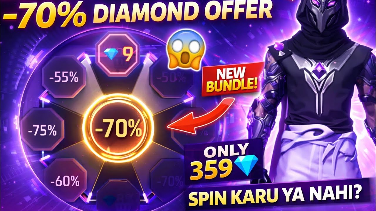 Free Fire me new Lucky Wheel event aa gaya hai jisme -70% discount mil raha hai 😱