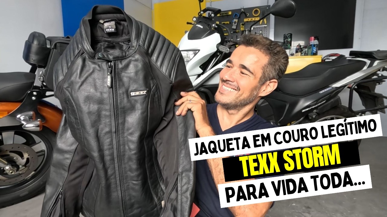 JAQUETA TEXX STORM EM COURO PARA MOTOCICLISTA