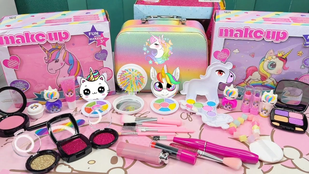 (ASMR) 13 Minutes Satisfying with Unboxing Unicorn Makeup 👑 Cute Unicorn Makeup Set 👑 White Unicorn