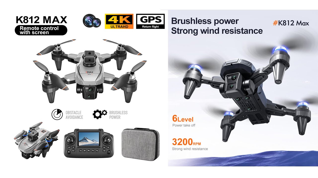 K812 MAX Drone 2.4" Screen GPS WIFI FPV 4K Camera Obstacle Avoidance unboxing and reviews