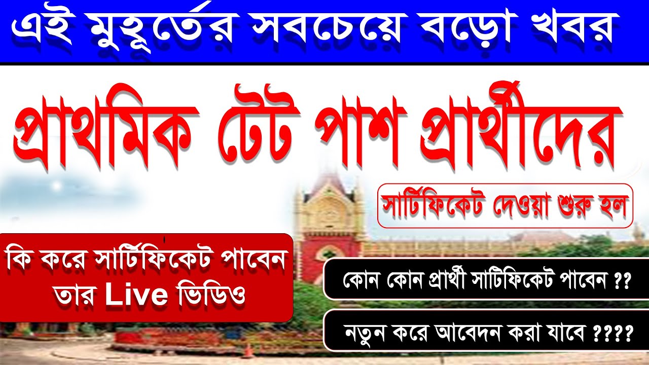Primary tet news today ।। Primary tet Pass Certificate  ।। Primary tet 2014।।