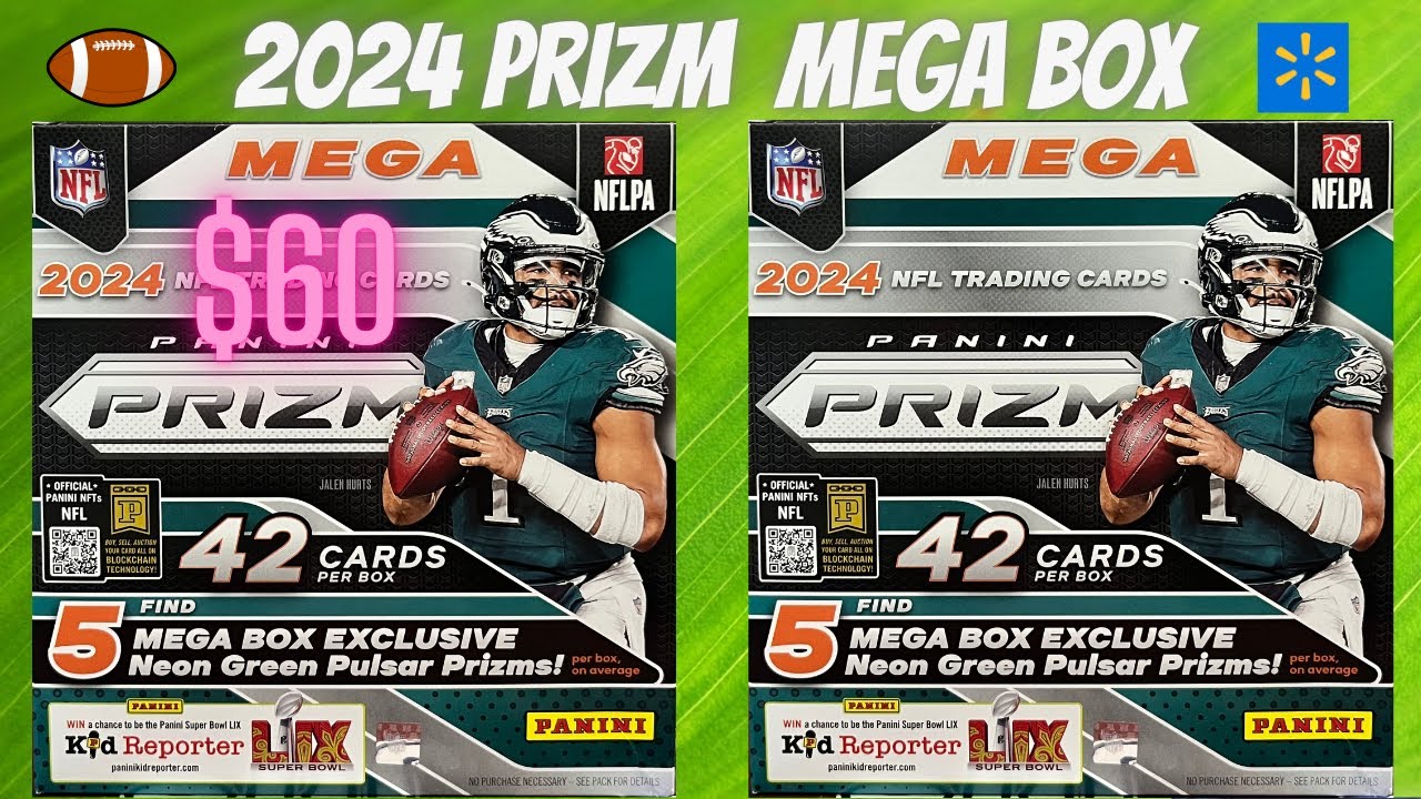 Мегабокс!! Мегабоксы Panini Prizm Football Megabox 2024 от Walmart ** Green Pulsars & Relic **
