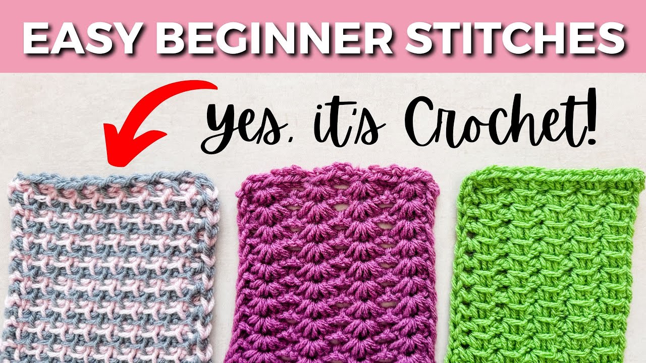 3 SUPER EASY Tunisian Crochet Stitches [Step-By-Step Tutorial]